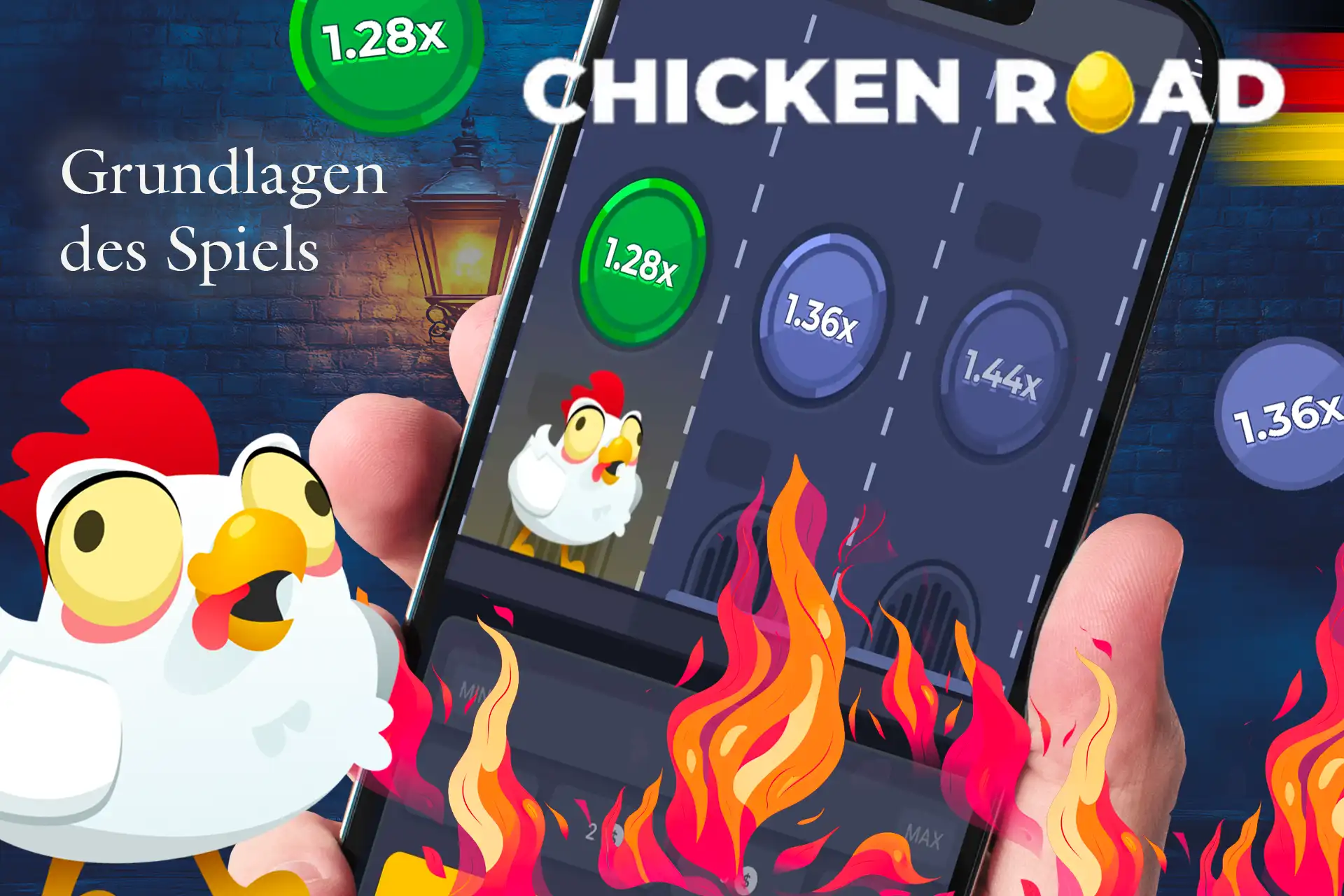 Ziel des Spiels ist es, das kleine Huhn über die Straße zu führen.